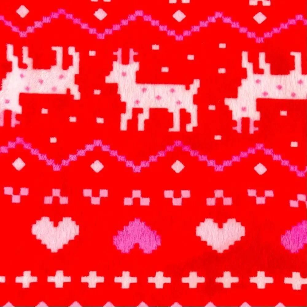 Cat & Jack Toddler Kids Long Sleeve Red Fair Isle Fleece Pajamas. 18 Months.